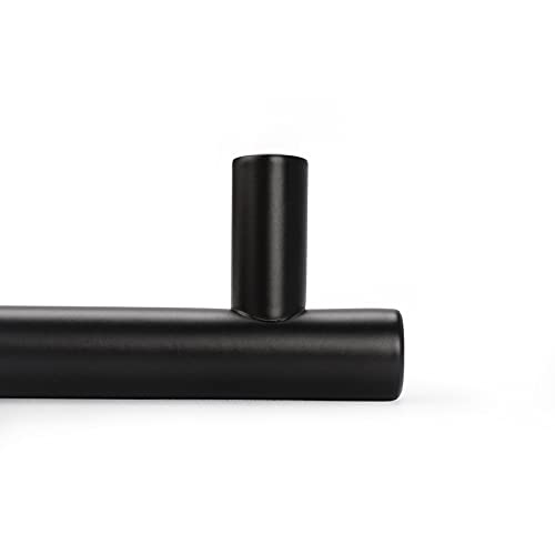 Probrico 30 Pack| 5 Inch Black Cabinet Handles with 3 Inch Hole Center Stainless Steel Cabinet Pulls Round T Bar Kitchen Cabinet Hardware Door Handles, Drawer Dresser Pulls，76mm Hole Centers - color: Black, size: hole center 3"