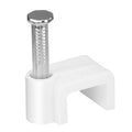 LeMotech Flat Cable Clips, 100pcs 8mm Wire Wall Clips with Steel Nails, Coaxial Nail Clamps for Cable Cord Management CAT5 CAT5e CAT6 CAT7 RJ45 Ethernet Cable Clamps, White - size: Flat (8mm)