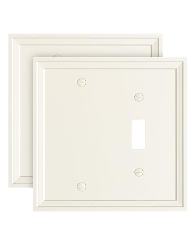 2-Pack Natural Bamboo Fiber Combo Blank/Toggle Light Switch Cover Plate - color: Light Almond, size: 1 Blank/1 Toggle 2PK