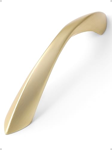 Brushed Gold Cabinet Pulls 3 Inch Arch Twisted Brass Handles Drawer Kitchen Cupboard Bathroom Dresser Cabinet Hardware Zinc Alloy 20 Pack - color: Brushed Gold, size: 3 Inch Hole Centers