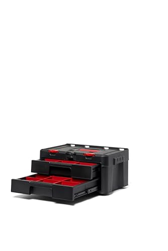 Keter Stack N Rolling Tool Box Modular Storage System 4 Piece - color: Black/Red, size: 4PC System