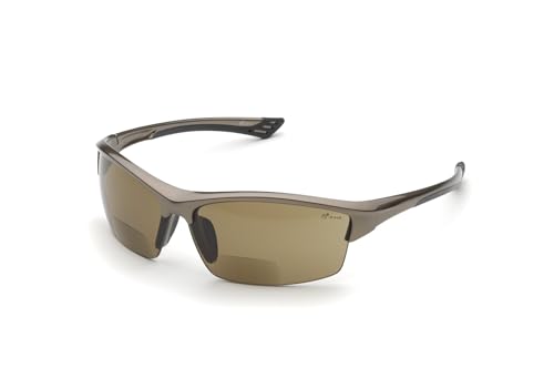 Elvex DeltaPlus Bifocal Safety Glasses RX-350, +1.5 Diopter (WELRX350BR15) | ANSI Compliant, Inside/Outside, Anti-Fog & Anti-Scratch Coating, Polycarbonate Dual Lens, Brown Lenses, Metallic Brown Frame - color: Brown, size: 1.5 Diopter, style: 1.5 Diopter