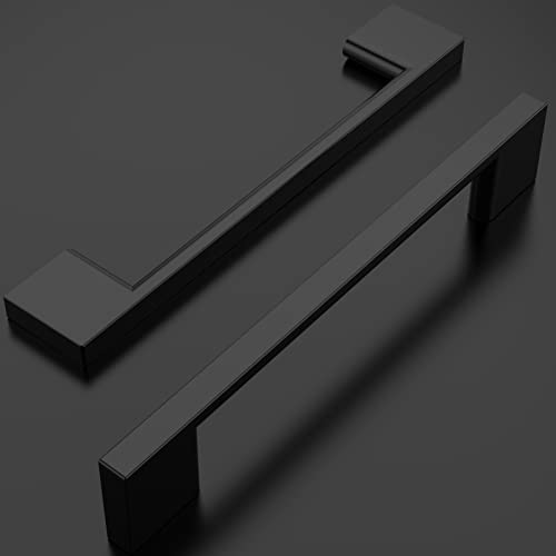 Amerdeco 10 Pack Matte Black Cabinet Pulls 5 Inch(128MM) Hole Centers Kitchen Cabinet Handles Cabinet Hardware Kitchen Handles for Cabinets Cupboard Handles Drawer Pulls ZH0060 - color: Matte Black, size: 5"/128mm Hole Center, style: 10 Pack