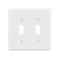 ENERLITES Double Toggle Light Switch Metal Cover Plate, 2-Gang White Gloss - color: White Gloss, size: Standard Size