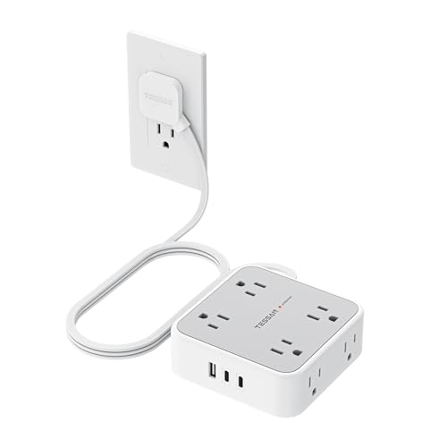 TESSAN Surge Protector Power Strip with 900J Surge Protection, 5 Ft, Grey - color: Grey with 2 USB C, size: 5 feet