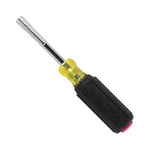 Klein Tools 65412 Heavy Duty Hollow Shaft Nut Driver, Color-Coded 1/2-Inch Hex, Pass Through Design, 6-Point, Cushion-Grip Handle - size: 1/2-Inch