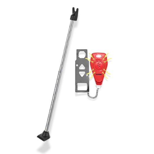 Door Security Bar & Portable Door Lock with Alarm (Chrome) – High-Grade Iron Door Jammer & 130dB Alarm for Home, Apartment, Hotel & Travel Safety – (Red)