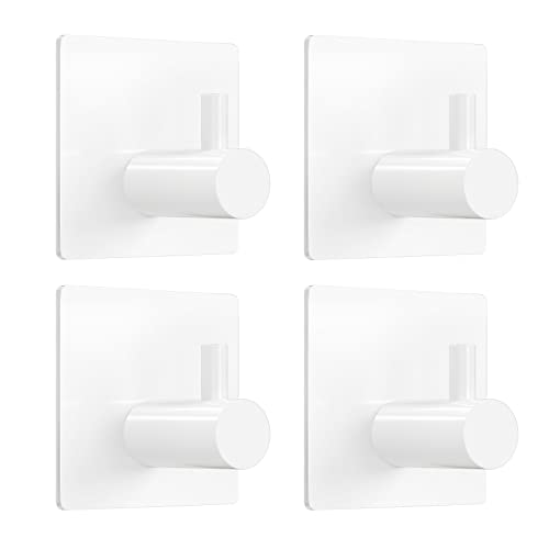 VIS'V Adhesive Towel Hooks, Shower Wall Stick on Hooks, White, 4 Pcs - color: White