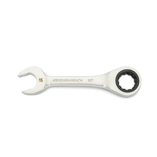 GEARWRENCH 15mm 90-Tooth 12 Point Stubby Combination Ratcheting Wrench | 86845 - style: 15mm