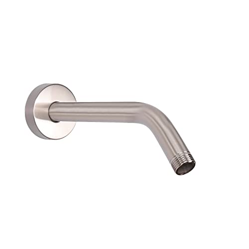 Shower Arm with Flange and Teflon Tape, Wall Mounted Shower Pipe 304 Stainless Steel Extension Arm for Fixed Shower Head & Handheld (6 Inch, Brushed Nickel) - color: Brushed Nickel, style: 6 Inch