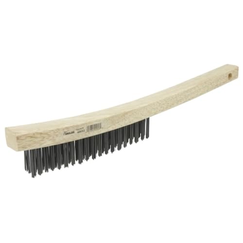 Weiler 44053 Hand Wire Scratch Brush, .012 Carbon Steel Fill, Curved Handle, 3 x 19 Rows - size: 14" x 7/8", style: Pack of 1