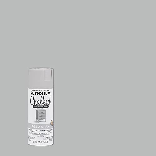 Rust-Oleum Chalked All-in-One Ultra Matte Aged Gray Spray Paint - color: Aged Gray, size: 12 Ounce (Pack of 1)