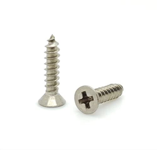BCP Fasteners #4 x 1/2" Stainless Steel Flat Head Wood Screws, 100 Pack