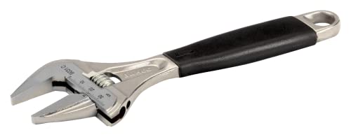 Bahco BAH9031RCUS 8" SAE Ergo Adjustable Wrench, Extra-Wide Jaw, Slim Head - size: 8 inches, style: Chrome Finish - Standard Jaw