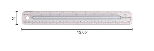 Westcott Finger Grip Ruler, Back-to-School, Smoke Gray, School Supplies, Classroom Supplies, 12-Inch - size: Single