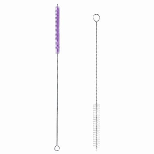 Straw Cleaner Brush, Reusable Metal Handles Straw Cleaner Brush Extra Long for Stanley Mug 40, 30, 20 oz, 10mm Wide for Sippy Cup, Water Bottle and Tubes - color: Clear+Purple