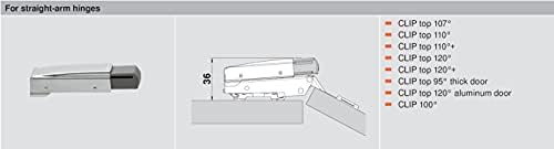 Blum 973A0500.01x20 973A Blumotion Straight Arm Full Overlay Hinge for Doors, Nickel Finish (Pack of 20)