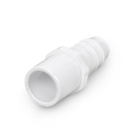 1-1/2" PVC Pipe Fitting – Schedule 40 Adapter, Barbed x Spigot – White PVC Connector for Flexible Tubing to Pipe Transitions - size: 1.5 Inch