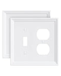 2-Pack Natural Bamboo Fiber Combo Toggle/Duplex Light Switch Cover Plate - color: Pure White, size: 1 Toggle/1 Duplex 2PK