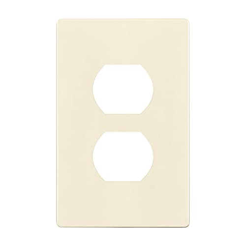 ENERLITES Screwless Duplex Outlet Covers Wall Plate, 1 Pack, Light Almond - color: Light Almond, size: Screwless