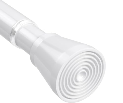 White Shower Curtain Rod 45 to 77 Inch,Spring Tension Curtain Rod - color: White, size: 45-77"