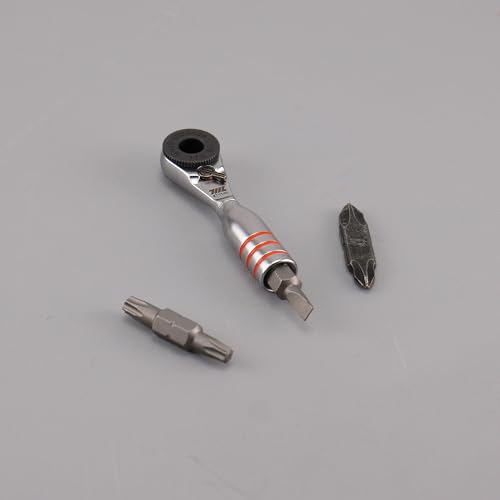 711L Mini Ratchet Wrench DUO - One of the World's Smallest 1/4" Ratchet Wrench For Tight Spaces - For Flat (32mm) and Standard (25mm) Double-ended Bit - style: Mini Ratchet DUO