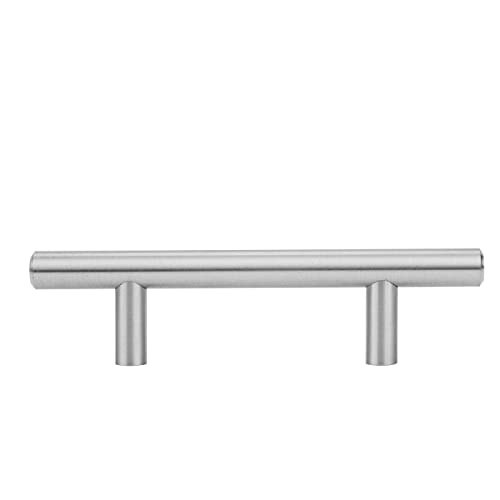 Amazon Basics Euro Bar Cabinet Handles, Drawer Pulls, Kitchen Cabinet Hardware, 5.38-inch Length, 3-inch Hole Center, 1/2-inch Diameter, Satin Nickel, 25-Pack - color: Satin Nickel, size: 5.38 in Length (3 in Hole Center)