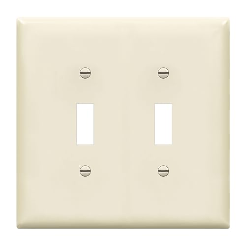 ENERLITES Mid-Size Double Toggle Light Switch Cover Plate, Light Almond - color: Light Almond, size: Mid-Size