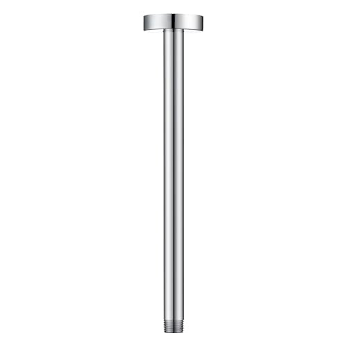 BRIGHT SHOWERS Shower Arm with Flange for Rainfall Shower Head, 12 Inch Ceiling Mount Straight Arm, Replacement Extension Pipe, Heavy-Duty Stainless Steel, Rust-Resistant, 1/2" NPT, Chrome - color: Chrome, style: 12 Inch