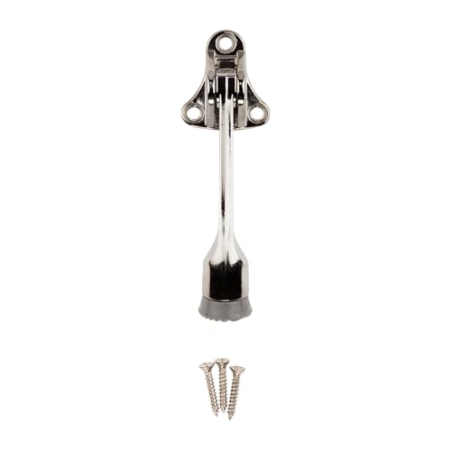 National Hardware Kickdown Door Stop, 4 in, Die Cast Zinc, Chrome - color: Chrome