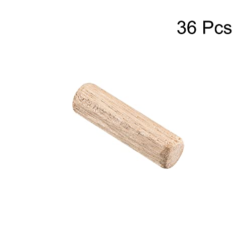 uxcell Wooden Dowel Pins 36pcs 6x20mm(1/4" x3/4") Fluted Beveled Ends Wood Dowel Pegs Kiln Dried Hardwood for Woodworking Furniture Shelf - size: 6x20mm