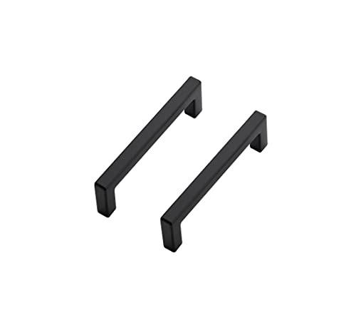 Ravinte Matte Black Cabinet Handles Solid Cabinet Pulls 3-1/2 Inch 5 Pack | Zinc Alloy, Slim Square Bar Grip, Smooth Drawer Pull Feel, Kitchen Cabinet Update, For Cupboards, Dressers, Drawers, Hardware - color: Black, size: Flat Black 3-1/2'' Hole Center