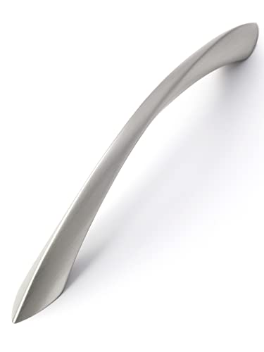 20 Pack Brushed Nickel Cabinet Pulls 6.3 Inch Arch Twisted Silver Handles Drawer Kitchen Cupboard Bathroom Dresser Cabinet Hardware Zinc Alloy - color: Brushed Nickel, size: 6.3 inch Hole Centers