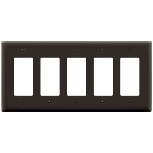 ENERLITES 5-Gang Brown Mid-Size Decorator Switch Outlet Wall Plate Cover - color: Brown, size: Mid-size