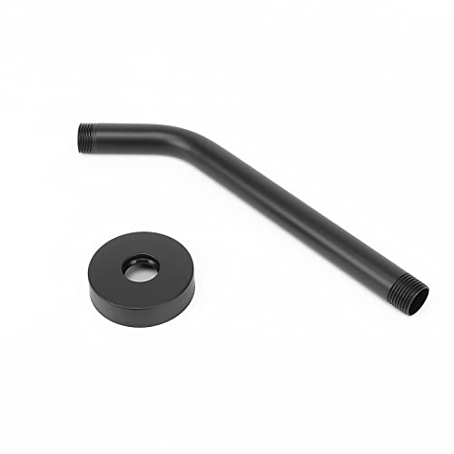 Shower Arm with Flange and Teflon Tape, Wall Mounted Shower Pipe 304 Stainless Steel Extension Arm for Fixed Shower Head & Handheld (10 Inch, Matte Black) - color: Matte Black, style: 10 Inch