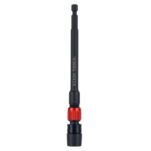 Klein Tools 31088 6-Inch Dual-Lock Extension, 1/4-Inch Hex Shank Impact Bit Holder, Quick-Release Locking Mechanism with Secondary Twist Lock, Compatible with Impact Drivers and Drills - size: 6-Inch