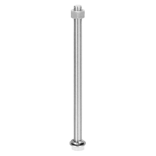 MECCANIXITY M12 x 200mm 304 Stainless Steel Hex Head Screws Bolts, Nuts, Flat & Lock Washers Assortment Kit, Fully Threaded, Bright Finish for Home, Electronic, Machine, 1 Sets - size: M12 x 200mm
