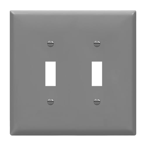 ENERLITES Mid-Size Double Toggle Light Switch Cover Plate, 1 Pack, Gray - color: Gray, size: Mid-Size