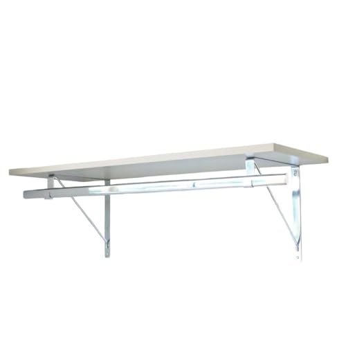 Custom Cut-to-Size Premium Wall-Mounted Shelf with Rod and Bracket Kit. 3/4" Thick Shelves, 14 inches deep. Customize the Length from 16" up to 72". - color: Grey - Chrome, size: 16 - 44