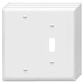 ZEFTV Toggle Switch/Blank Wall Plates 2-Gang Switch Outlet Electrical Cover Plate Unbreakable Thermoplastic Faceplate for Light Receptacle Outlet Switch, White (4 Pack) - color: Single Blank/Single Toggle, size: 4 Pack