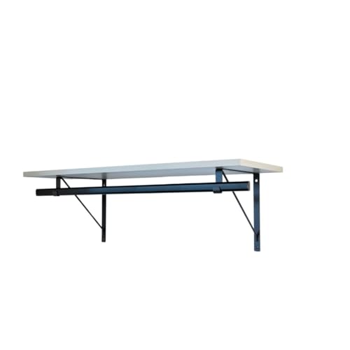 Custom Cut-to-Size Premium Wall-Mounted Shelf with Rod and Bracket Kit. 3/4" Thick Shelves, 14 inches deep. Customize the Length from 16" up to 72". - color: Grey - Black, size: 16 - 44