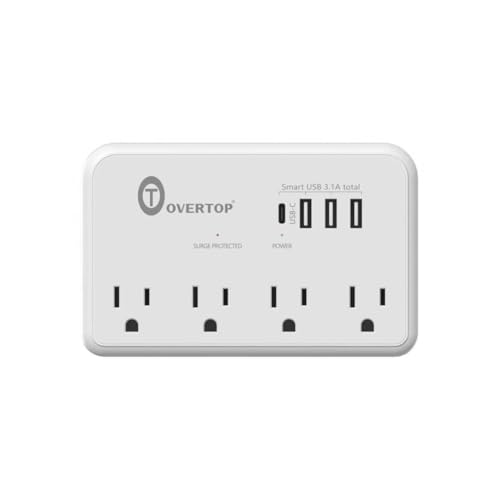 Overtop Wall Outlet Extender,Multi Plug Surge Protector,1800J - color: ‌Ivory White-4AC
