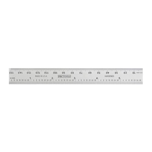 PEC Tools Double Square, 6"/150mm Blade, English & Metric, Cast Iron Head - color: Graduation: E/M (32nds/64ths/mm/0.5mm), size: 6"