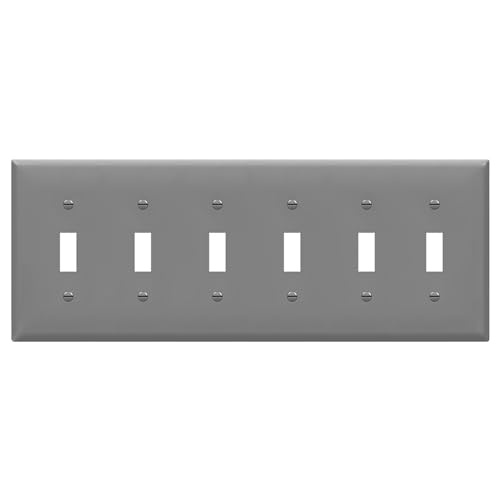ENERLITES Six Gang Light Switch Wall Plate, Toggle Switch Plate, 6-Gang Standard Size 4.50" x 11.81", Unbreakable Polycarbonate Thermoplastic, 8816-GY, Gray - color: Gray, size: Standard Size