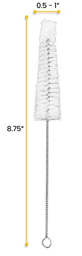 Eisco Tapered Bottle Brush, Cotton Tip, 0.5" to 0.75" Fit, Nylon, 8.75"