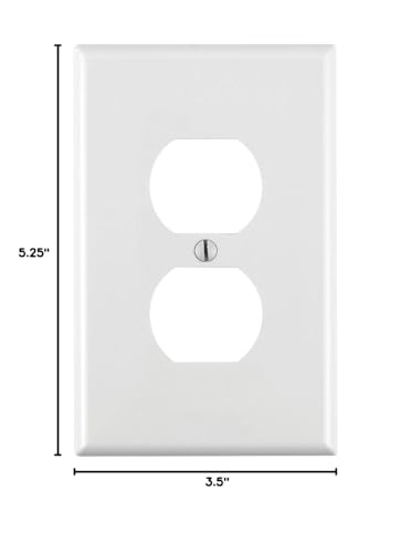 Leviton 1-Gang, 1-Duplex, Midway Nylon Wallplate, Midway Size, 1 Pack, PJ8-W, White - color: White, size: 1 Pack
