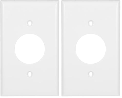 Piriuuo Round White Outlet Cover Plate, Single Outlet Plug Covers 4.53" X 2.76" Receptacle Cover with Two Screws, 220v (Pack of 2) - size: 11.5*7cm/4.53*2.76in (Pack of 2)