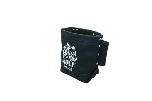 Wolf Black Canvas Tool Pouch, Tunnel Belt Loop, Bull Pin Loops & Bolt Bag Tote | Tradesman, Ironworker, Carpenter, 5’’x10’’x9’’ - color: Black