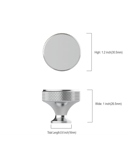 10 Pack Polished Chrome Knurled Cabinet Knobs Round Drawer Pulls - color: Polished Chrome
