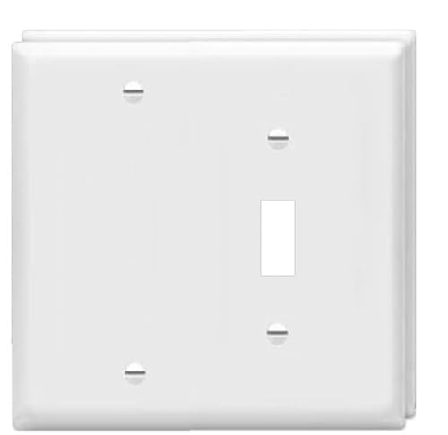 ZEFTV Toggle Switch/Blank Wall Plates 2-Gang Switch Outlet Electrical Cover Plate Unbreakable Thermoplastic Faceplate for Light Receptacle Outlet Switch, White (2 Pack) - color: Single Toggle/Single Blank, size: 2 Pack